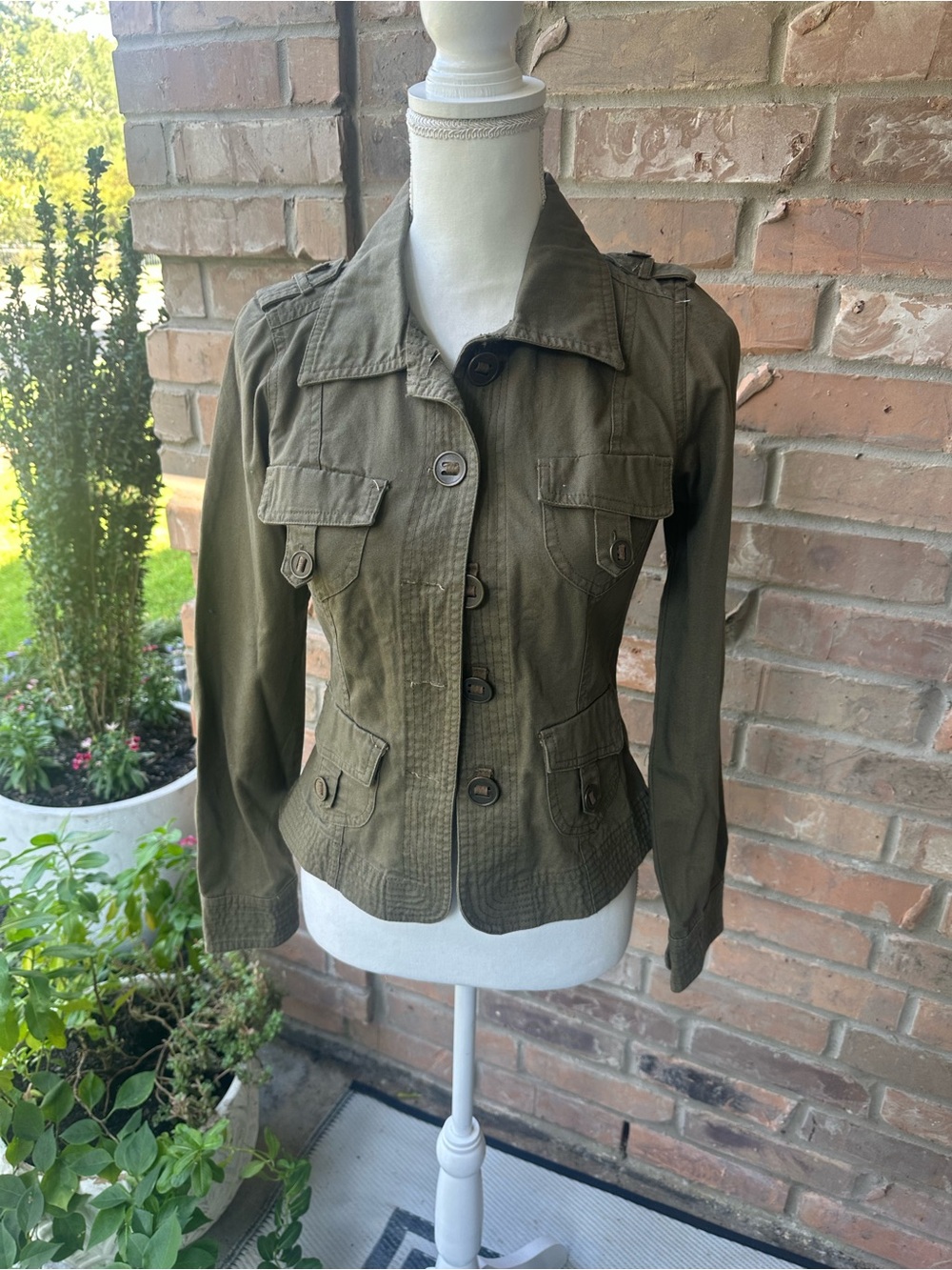 Ashley By 26 International Olive Utility Jacket with Button Front